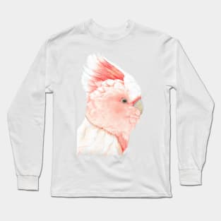 Watercolor Major Mitchells cockatoo portrait painting Long Sleeve T-Shirt